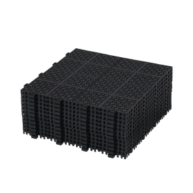 12 x 12 Inch Black Interlocking Deck Tiles Plastic Waterproof Outdoor All Weather Anti-slip Bathroom Shower Balcony Porch Strong Weight Capacity