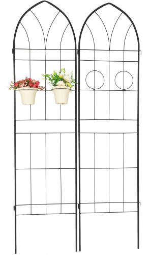 2 Pack Metal Garden Trellis 78.7" x 19.7" Rustproof Trellis for Climbing Plants Outdoor Flower Support Black