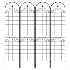 4 Pack Metal Garden Trellis for Climbing Plants Outdoor 86.7'' x 19.7'' Rustproof Plant Support Rose Trellis Netting Trellis Black