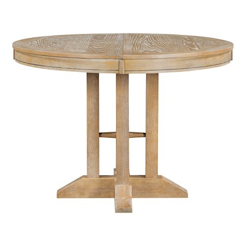 TREXM 5-Piece Dining Set Extendable Round Table and 4 Upholstered Chairs Farmhouse Dining Set for Kitchen, Dining Room(Natural Wood Wash) TREXM 5-Piece Dining Set Extendable Round Table and 4 Upholstered Chairs Farmhouse Dining Set for Kitchen, Dining Room(Natural Wood Wash)