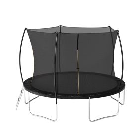 12FT Trampoline (Double-side color pad) , Trampoline for Kids and Adults with Enclosure Net and Ladder,Curved fence pole