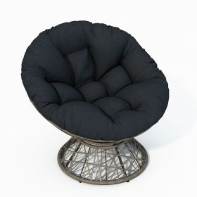 40" Ergonomic Wicker Papasan Chair with Cloud Thick Density Fabric Cushion,3-proof Cover,High Capacity Iron Frame,Fluid 360 Degree Swivel for Rea
