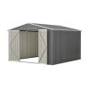 10 x 10 FT Outdoor Storage Shed, Large Metal Tool Sheds with Updated Frame Structure and Lockable Doors, Garden Shed for Backyard Garden Patio Lawn
