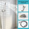 Rainfall Shower System With Storage Rack 10 inch Shower Faucet Set Brushed Nickel with High Pressure with Square Shower Head Luxury Shower Set Wall Mo