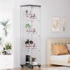 4 Tier Glass Display Cabinet, Single Door Glass Cabinet with Lock and Wheels, Floor Standing Storage Cabinet with 3 Acrylic Shelves for Living Room