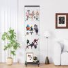 4 Tier Glass Display Cabinet, Single Door Glass Cabinet with Lock and Wheels, Floor Standing Storage Cabinet with 3 Acrylic Shelves for Living Room