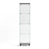 4 Tier Glass Display Cabinet, Single Door Glass Cabinet with Lock and Wheels, Floor Standing Storage Cabinet with 3 Acrylic Shelves for Living Room