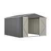 10 x 10 FT Outdoor Storage Shed, Large Metal Tool Sheds with Updated Frame Structure and Lockable Doors, Garden Shed for Backyard Garden Patio Lawn