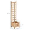 Outsunny Wooden Raised Garden Bed with Trellis, Outdoor Planter Box with Drainage Crevices for Climbing Vine Plants Flowers, 12" x 12" x 49"
