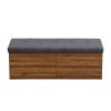 49" Shoe Storage Bench Entryway Shoe Cabinet Storage Ottoman with Padded Seat Cushion and Double Doors for Entryway, Hallway and Bedroom, Dark Grey