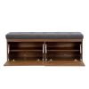 49" Shoe Storage Bench Entryway Shoe Cabinet Storage Ottoman with Padded Seat Cushion and Double Doors for Entryway, Hallway and Bedroom, Dark Grey