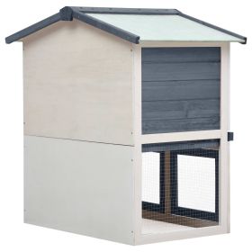 vidaXL Outdoor Rabbit Hutch 3 Doors Gray Wood (Option: as picture)