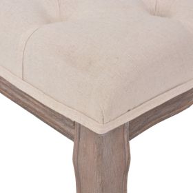 vidaXL Bench Linen Solid Wood 43.3" x 15" x 18.9" Cream White (Option: as picture)