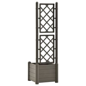 vidaXL Garden Planter with Trellis 43x43x142 cm PP Anthracite (Option: as picture)