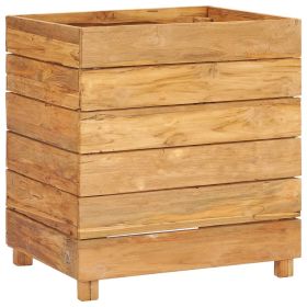 vidaXL Raised Bed 50x40x55 cm Solid Wood Teak and Steel (Option: as picture)