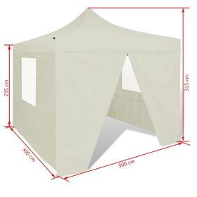 vidaXL Foldable Tent 3x3 m with 4 Walls Cream (Option: as picture)