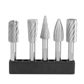 5pcs 1/4inch Hex Shank High Speed Steel Burrs Rotary Files Tools for Aluminum and Iron Hardware (Option: as picture)