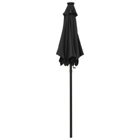 vidaXL Garden Parasol with LED Lights Black 78.7"x83.1" Aluminum (Option: as picture)