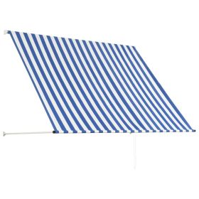 vidaXL Retractable Awning 200x150 cm Blue and White (Option: as picture)