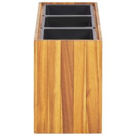 vidaXL Garden Raised Bed with 3 Pots Solid Acacia Wood (Option: as picture)