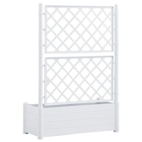 vidaXL Garden Planter with Trellis 100x43x142 cm PP White (Option: as picture)